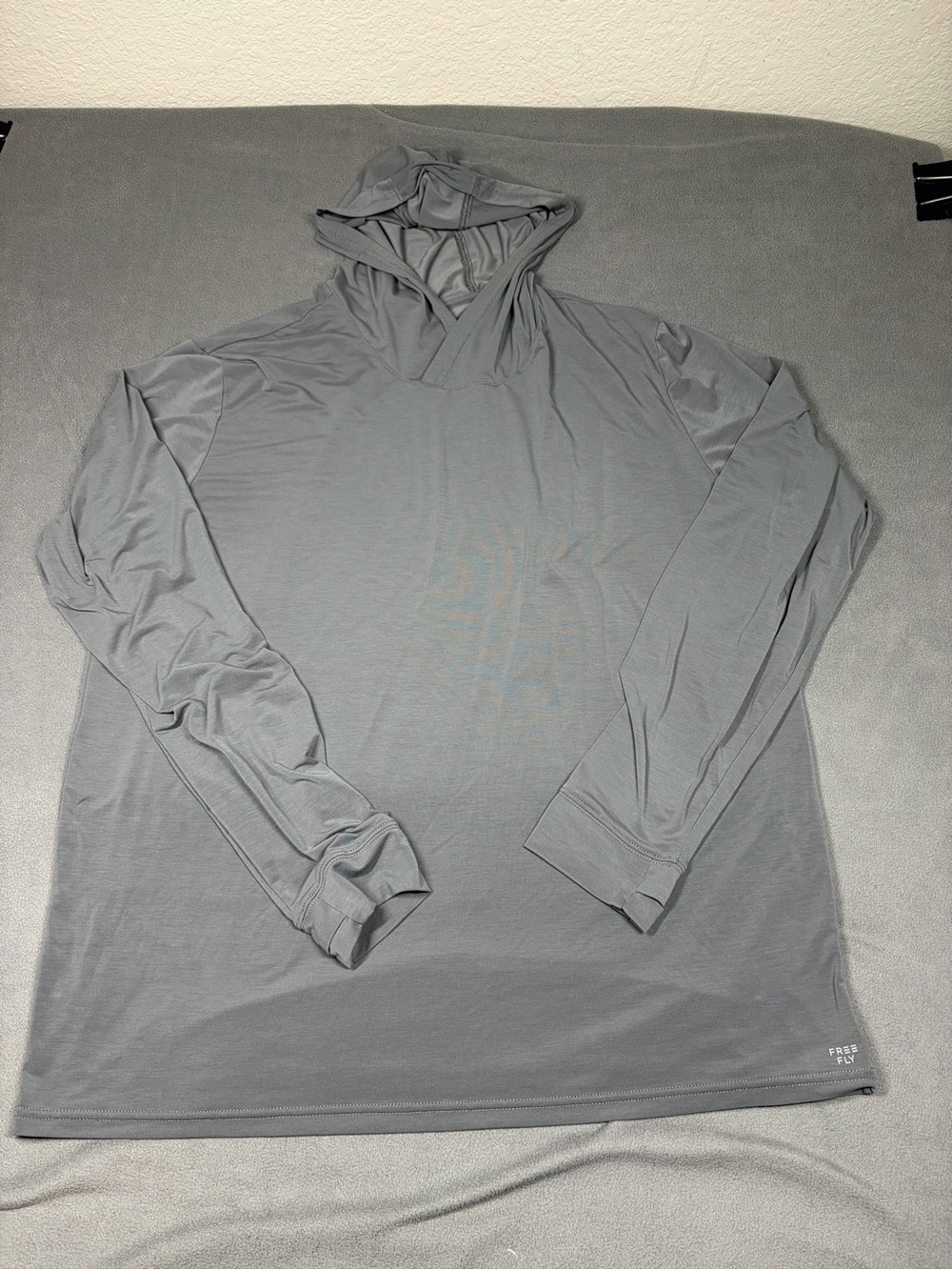 Free Fly Performance Hoodie Men’s XL Gray Lightweight Stretch Outdoor Camping